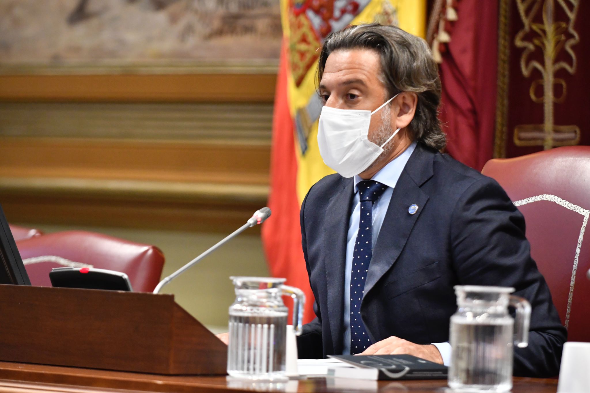 El presidente del Parlamento de Canarias, Gustavo Matos, durante el pleno